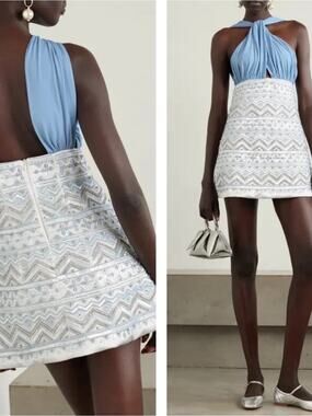 DES PHEMMES Sequin Embellished Halterneck
Blue Mini Dress Size Large